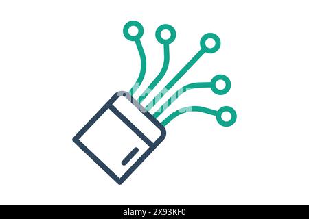Glasfaserkabel, Kabel. Symbol für Dienstprogramme. Liniensymbolstil. Utilities Elemente Vektorillustration Stock Vektor