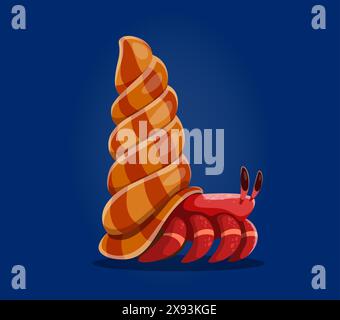 Meerestiere in Unterwasser-Schrift, Buchstabe L als Zeichentrickkrabbe in Shell oder Unterwasser-Charakter, Vektoralphabet. Sea Animals Schriftart oder Ocean ABC Schriftart mit lustiger Unterwasserkrabbe in Muschel des Buchstabens L Stock Vektor