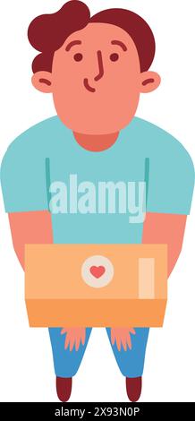 Mann mit Spendenbox in den Händen Stock Vektor