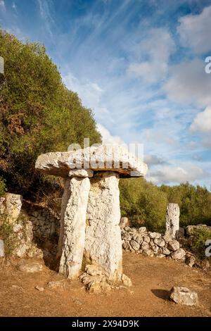 talayòtic Dorf Torretrencada, Taula. Ciutadella. Menorca, Balearen Inseln. Spanien. Stockfoto