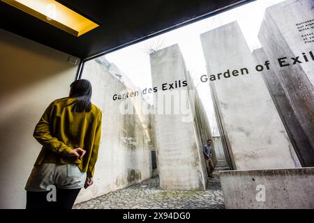 Exilgarten, Josef Hoffmann Garten, Jüdisches Museum Berlin, entworfen vom polnischen Architekten Daniel Libeskinds, Berlin, Deutschland, Europa Stockfoto