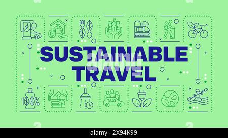 Nachhaltiges Reisen leichtes, grünes Wort-Konzept Stock Vektor