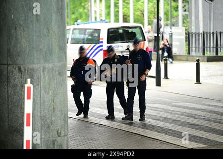 Brüssel, Belgien Mai 2024. Im Europäischen Parlament finden Polizeidurchsuchungen statt, um Beweise für russische Einmischungsversuche bei den bevorstehenden Europawahlen am Mittwoch, den 29. Mai 2024 in Brüssel zu finden. BELGA FOTO LAURIE DIEFFEMBACQ Credit: Belga News Agency/Alamy Live News Stockfoto