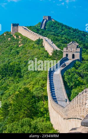 Die Chinesische Mauer, UNESCO-Weltkulturerbe, in Badaling, China, Asien Stockfoto