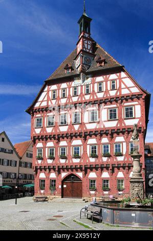 Rathaus am Marktplatz, Markgröningen, Baden-Württemberg, Deutschland *** Rathaus am Marktplatz, Markgröningen, Baden-Württemberg, Deutschland Stockfoto