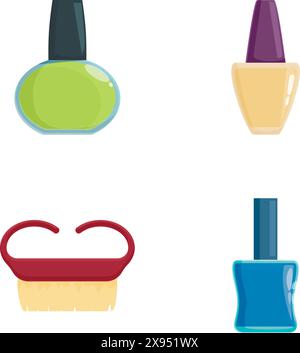 Farbenfrohe Illustration von Schönheitssymbolen einschließlich nagellack und Make-up-Pinsel Stock Vektor