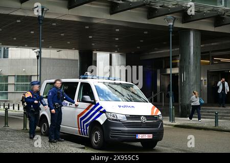 Brüssel, Belgien Mai 2024. Die Polizei wird im Europäischen Parlament auf der Grundlage von Hinweisen auf russische Einmischungsversuche bei den bevorstehenden Europawahlen am Mittwoch, 29. Mai 2024, in Brüssel gesucht. BELGA FOTO LAURIE DIEFFEMBACQ Credit: Belga News Agency/Alamy Live News Stockfoto