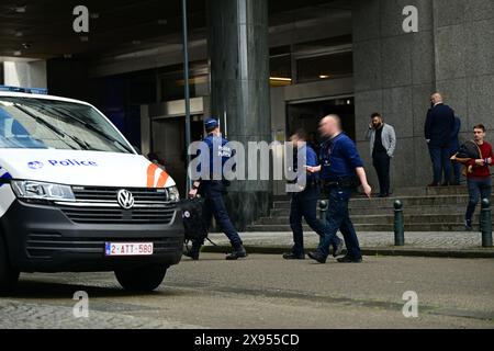 Brüssel, Belgien Mai 2024. Die Polizei wird im Europäischen Parlament auf der Grundlage von Hinweisen auf russische Einmischungsversuche bei den bevorstehenden Europawahlen am Mittwoch, 29. Mai 2024, in Brüssel gesucht. BELGA FOTO LAURIE DIEFFEMBACQ Credit: Belga News Agency/Alamy Live News Stockfoto