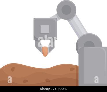 Vektorillustration eines Roboterarms, der in präziser Holzschnitzerei eingesetzt wird und die Automatisierung in der Tischlerei darstellt Stock Vektor