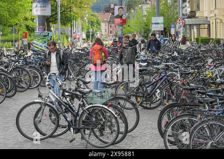 Fahrräder, Parkplätze, Studenten, Universitätsbibliothek, Albert-Ludwig-Universität, Universitätsplatz, Freiburg im Breisgau, Baden-Württemberg, Deutschland, Fahrrä Stockfoto