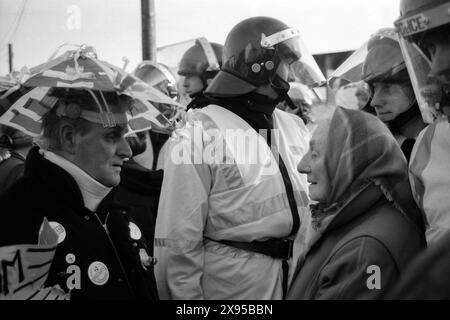 Terry Hutt bei der Brightlingsea Live Animal Exports Protest 1995 Stockfoto