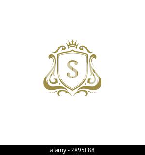 Luxus Logo Wappen Vorlage Design Vektor Illustration. Königliche Vignetten-Ornamente. Stock Vektor