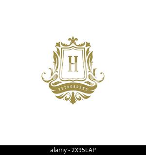 Luxus Logo Wappen Vorlage Design Vektor Illustration. Königliche Vignetten-Ornamente. Stock Vektor