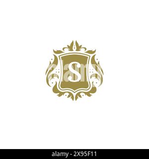 Luxus Logo Wappen Vorlage Design Vektor Illustration. Königliche Vignetten-Ornamente. Stock Vektor
