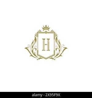 Luxus Logo Wappen Vorlage Design Vektor Illustration. Königliche Vignetten-Ornamente. Stock Vektor
