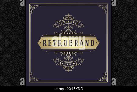 Luxuriöses Logo elegante Vintage-Blüten mit viktorianischen Ornamenten Vektor-Design. Stock Vektor