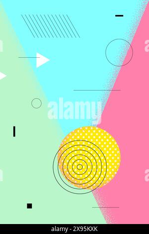 Abstraktes Retro-Poster für den Sommer. Schweizer ästhetische brutalistische geometrische Sonne. Grafikdesign für Feiern oder Verkaufswerbung. Moderne, trendige Vektor-EPS-Vorlage Stock Vektor