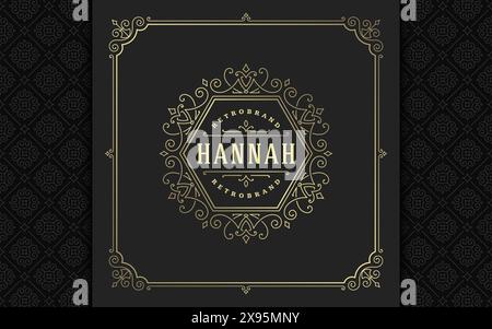 Luxuriöses Logo elegante Vintage-Blüten mit viktorianischen Ornamenten Vektor-Design. Stock Vektor