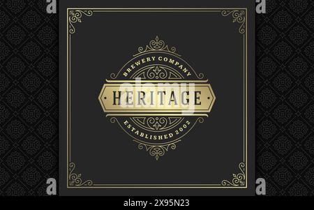 Luxuriöses Logo elegante Vintage-Blüten mit viktorianischen Ornamenten Vektor-Design. Stock Vektor