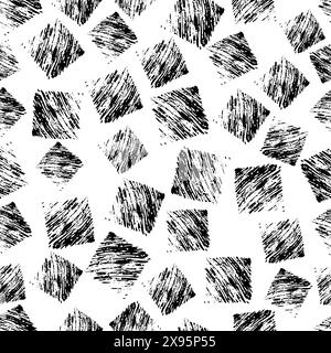 Nahtloses Muster mit handgezeichnetem schwarzem Scrabble. Abstrakte Grunge-Textur. Vektorabbildung Stock Vektor