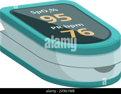 Isometrisches Vektordesign eines modernen Pulsoxymeters zur Anzeige von spo2 und Pulsfrequenz Stock Vektor