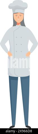 Illustration eines selbstbewussten Küchenchefs mit Händen auf Hüften in klassischer Küchenkleidung Stock Vektor