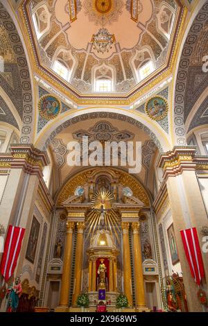 Innenraum, Kirche San Pedro, 1640, Cholula, Puebla State, Mexiko, Nordamerika Stockfoto