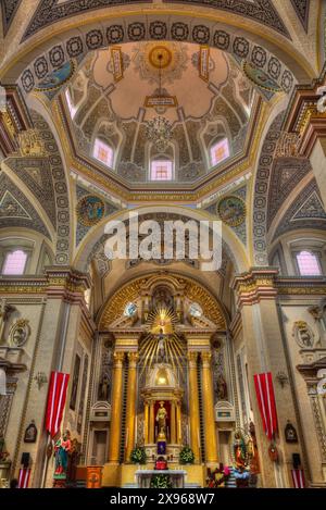 Innenraum, Kirche San Pedro, 1640, Cholula, Puebla State, Mexiko, Nordamerika Stockfoto