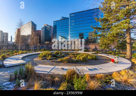 Blick auf das Glade of Light Memorial, Manchester, Lancashire, England, Großbritannien, Europa Stockfoto