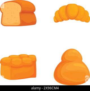 Vektor-Illustration Set mit Zeichentricksymbolen von verschiedenen Arten von Brot und Gebäck Stock Vektor