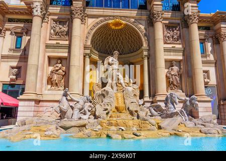 Las Vegas, Nevada - 13. April 2024: Caesars Palace Forum Shops Trevi Fountain Stockfoto