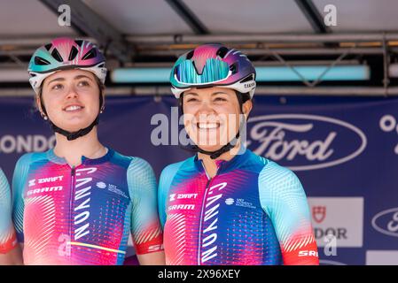 Rider of Canyon SHRAM beim Ford RideLondon Classique Women's WorldTour 2024 in Maldon, Essex, Großbritannien Stockfoto