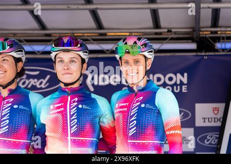 Rider of Canyon SHRAM beim Ford RideLondon Classique Women's WorldTour 2024 in Maldon, Essex, Großbritannien Stockfoto