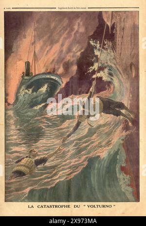 Beilage illustré du Petit Journal LA CATASTROPHE DU 'VOLTURNO' - ÜBERSETZUNG : THE CATASTROPHE DU 'VOLTURNO' - Auszug aus Le Petit Journal - Französische Illustrationszeitschrift Stockfoto