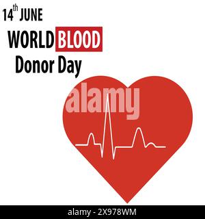 Weltblutspendertag mit Herz und Herzschlag. Blut spenden und Leben retten, offene Spende. Retten Sie Leben Vektorullustration. Stock Vektor