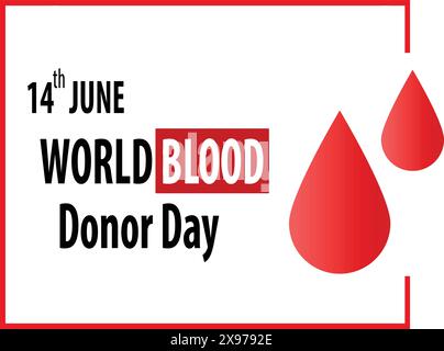 Design-Vorlage für Post-Banner des World Blood Spender Day in sozialen Medien. Blutspendertag auf weißem Hintergrund oder Bannerdesign. Stock Vektor