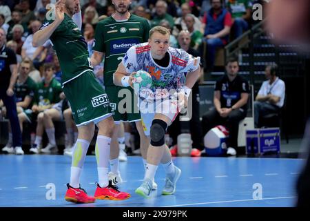 Wetzlar, Deutschland. Mai 2024. Wetzlar, Deutschland, 29. Mai 2024: Justus Fischer ( 54 Hannover-Burgdorf) während des Liqui Moly Handball-Bundesliga-Spiels zwischen HSG Wetzlar und TSV Hannover-Burgdorf in der Buderus-Arena in Wetzlar. (Julia Kneissl/SPP) Credit: SPP Sport Press Photo. /Alamy Live News Stockfoto