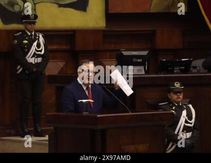 POLITISCHER PROZESS JUAN ZAPATA Quito, Mittwoch, 29. Mai 2024 ehemaliger Innenminister Juan Zapata im Plenum der Versammlung, um auf den gegen ihn erhobenen politischen Prozess zu reagieren, im Legislativpalast Fotos Rolando Enriquez API Quito Pichincha Ecuador POL POL POLITISCHER PROZESS JUAN ZAPATA 169e03cca4327bb1f95c9754328783cf Copyright: xROLANDOxENRIQUEZx Stockfoto