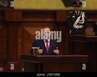 POLITISCHER PROZESS JUAN ZAPATA Quito, Mittwoch, 29. Mai 2024 ehemaliger Innenminister Juan Zapata im Plenum der Versammlung, um auf den gegen ihn erhobenen politischen Prozess zu reagieren, im Legislativpalast Fotos Rolando Enriquez API Quito Pichincha Ecuador POL POL POLITISCHER PROZESS JUAN ZAPATA 6ec76eda686bf451e11f57d39b108208 Copyright: xROLANDOxENRIQUEZx Stockfoto