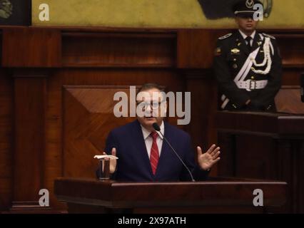 POLITISCHER PROZESS JUAN ZAPATA Quito, Mittwoch, 29. Mai 2024 ehemaliger Innenminister Juan Zapata im Plenum der Versammlung, um auf den gegen ihn erhobenen politischen Prozess zu reagieren, im Legislativpalast Fotos Rolando Enriquez API Quito Pichincha Ecuador POL POL POLITISCHER PROZESS JUAN ZAPATA db25b54fc87cc203d183703861f8a7e7 Copyright: xROLANDOxENRIQUEZx Stockfoto