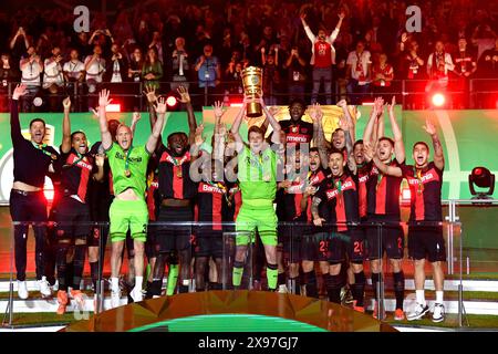 Jubel, Freude, Siegerfeier, Ehre, Preisverleihung des Pokalsiegers Bayer 04 Leverkusen, Torhüter Lukas Hradecky Bayer 04 Leverkusen (01) Stockfoto