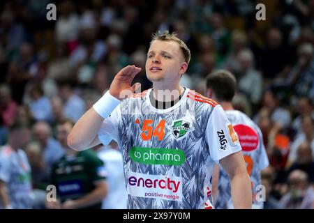 Wetzlar, Deutschland. Mai 2024. Wetzlar, Deutschland, 29. Mai 2024: Justus Fischer ( 54 Hannover-Burgdorf) während des Liqui Moly Handball-Bundesliga-Spiels zwischen HSG Wetzlar und TSV Hannover-Burgdorf in der Buderus-Arena in Wetzlar. (Julia Kneissl/SPP) Credit: SPP Sport Press Photo. /Alamy Live News Stockfoto