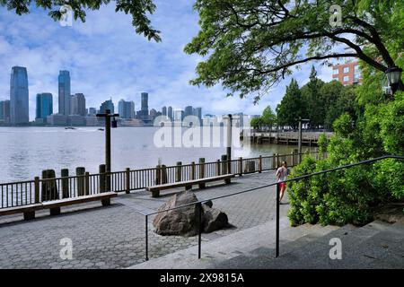 Freizeitpfad am Hudson River in Lower Manhattan Stockfoto