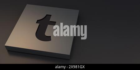 Auckland, Neuseeland - 29. April 2021: Tumblr-Logos auf Metallplatte. 3D-Illustration luxuriöser Hintergrund der Social-Media-Ikone. Stockfoto