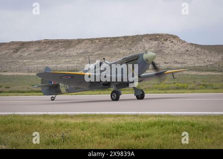 ESKISEHIR, TÜRKEI - 27. MAI 2024: Eines der wenigen noch erhaltenen luftwürdigen Spitfires, TE517, ist heute Teil der Sammlung des M.S.O. Air and Space Museums. Stockfoto