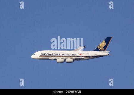 Singapore Airlines A380 Flugzeuge im Anflug auf den Flughafen Kingsford Smith Sydney Australien Stockfoto