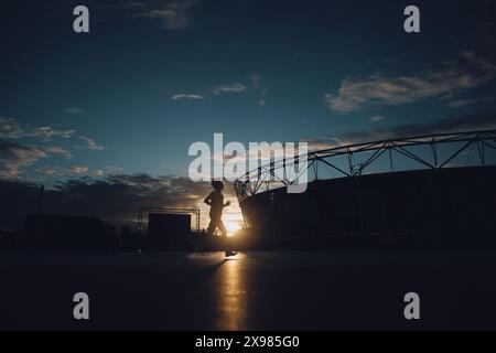 Stratford, Vereinigtes Königreich. 26. Mai 2024. Ein allgemeiner Blick auf die 1500 m lange Strecke des Stratford Speed Grand Prix von 2024. Quelle: George Tewkesbury/Alamy Live News Stockfoto