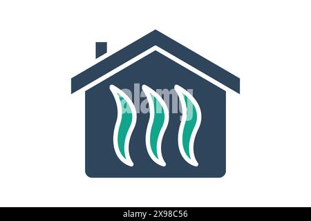 Symbol Heizung. Haus mit Wärme. Symbol für Dienstprogramme. Symbolstil durchgehend. Utilities Elemente Vektorillustration Stock Vektor