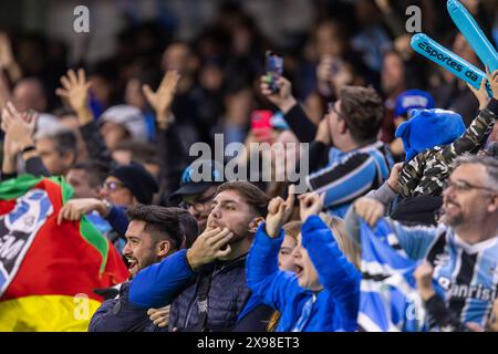 Curitiba, Brasilien. Mai 2024. Gremio-Fans während des Spiels zwischen Gremio und dem Strongsten (BOL) für die sechste Runde der Gruppe C der Copa Libertadores 2024 im Couto Pereira Stadium in Curitiba, Brasilien am 29. Mai. Foto: Richard Ducker/DiaEsportivo/Alamy Live News Credit: DiaEsportivo/Alamy Live News Stockfoto