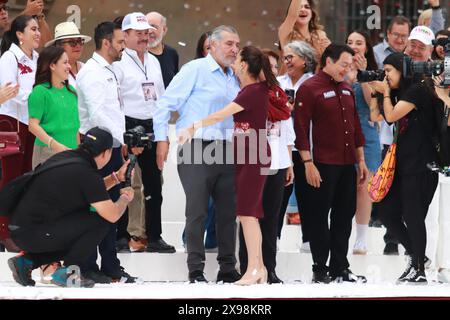 Mexiko-Stadt, Mexiko. Mai 2024. Claudia Sheinbaum Pardo, Kandidatin für die mexikanische Präsidentschaft für die Koalition Sigamos Haciendo Historia, während ihres Wahlkampfes in Mexiko-Stadt Zocalo. Am 29. Mai 2024 in Mexiko-Stadt. (Foto: Carlos Santiago/ Credit: Eyepix Group/Alamy Live News Stockfoto